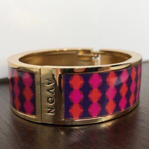 Vintage AVON "Joyful Beautiful" Hinged Bangle Bracelet, Gold-Tone